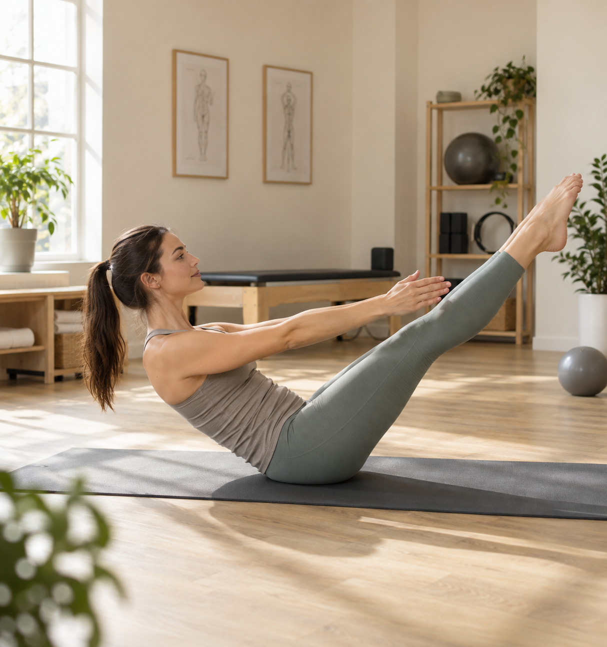 Prática de Pilates solo